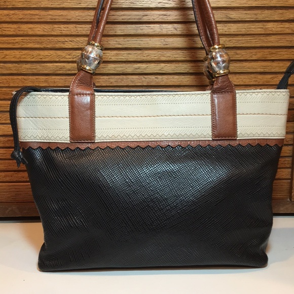 Brighton Handbags - Brighton Crosshatch waxed leather shoulder bag tote, purse